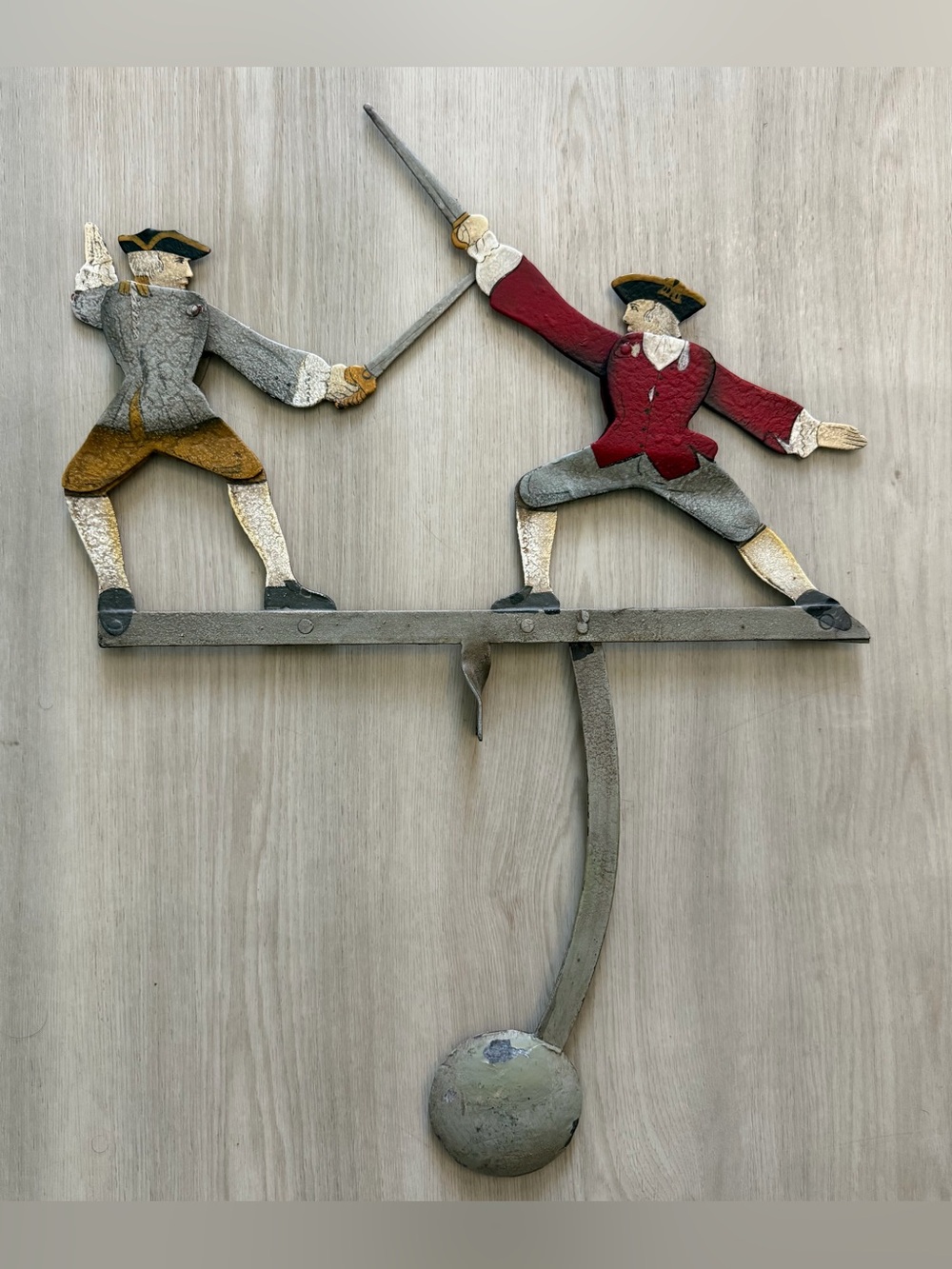 Vintage Dueling Swashbucklers Swordsman Balance Sky Hook Metal Porch Lawn Art